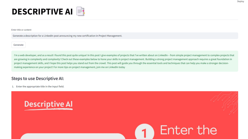 Descriptive AI